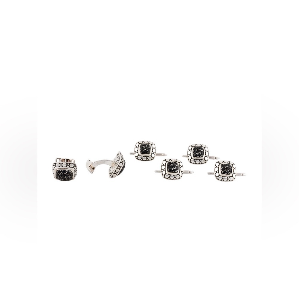 John Hardy Black Sapphire lava collection shirt studs cuff links set